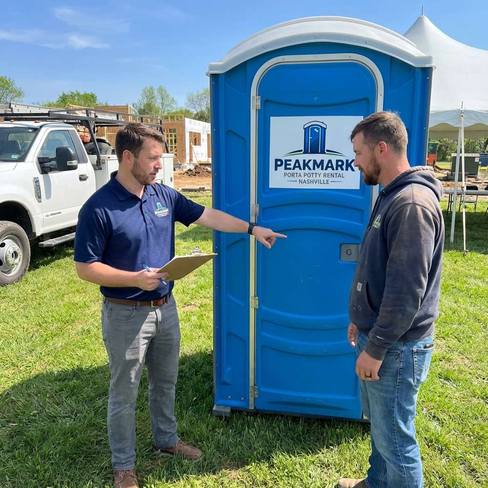 Peakmark branded porta potty